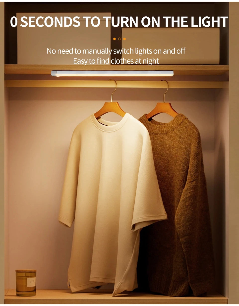 Motion Sensor Cabinet Light USB Rechargeable Lamp Night Light Closet Wardrobe Led Lights Wall Lamps Stair Bedroom Kitchen Lights