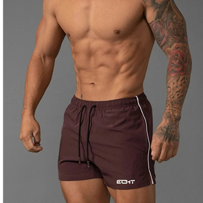 Summer Men's Swimming Solid Color Swimsuit Quick Drying Breathable Color Swimsuit Beach Surf Shorts Beach Drawstring Shorts
