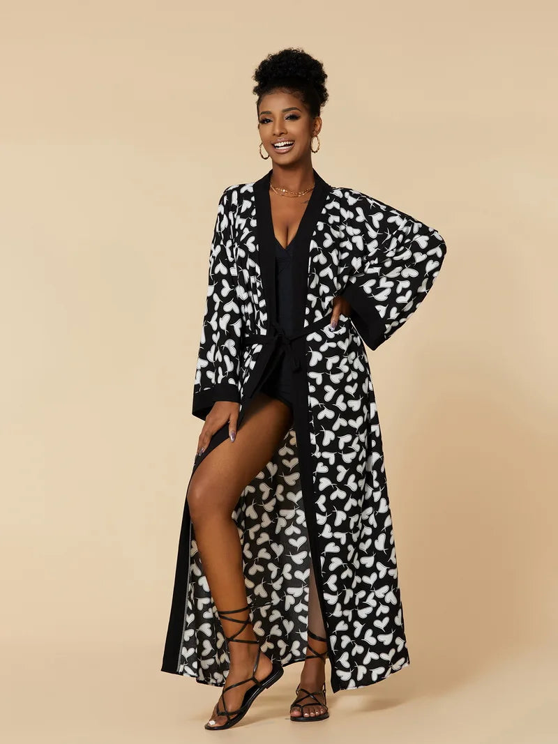 Para Praia Kimono Beach Robe Swimsuit Cover Ups Beachwear Long Flared Sleeve Dress Sarong Women Loose Cardigan Bikini Covers