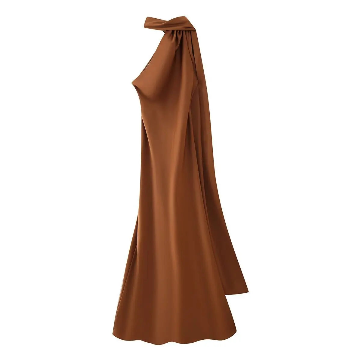 VEITCHE Elegant Women's Soft Silk Satin Long Dress Halter Backless Sleeveless Ribbon Maxi Dresses 2025 Summer Lady Party Gowns