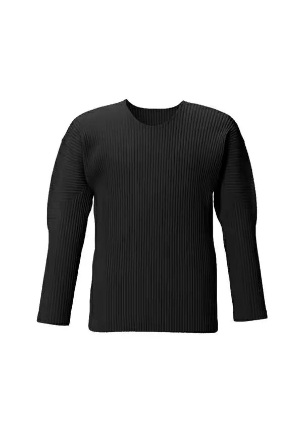 Pleats Original Pleated T-shirt 2024 Spring And Summer New Long-sleeved Round Neck Men's Tops Round Neck T-shirt Casual Clothing