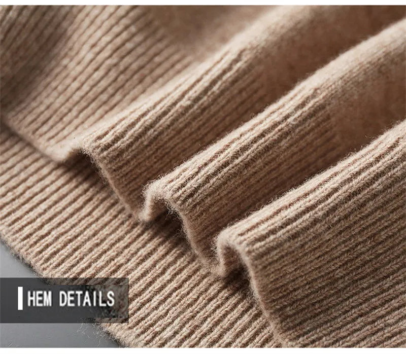 100% Soft Cashmere Men's Clothing Sweater Half-High Zipper Pullover Autumn Winter Warm Basic Knitted Jumper Pull Homme