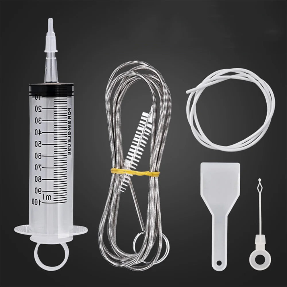 Refrigerator Drain Hole Desilter Cleaner Kit Kitchen Fridge Syringe Hose Dredge Drain Brush Unblocker Fridge Anti Clogging Kit
