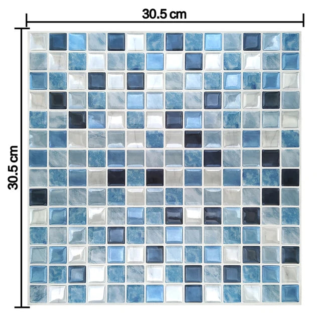 Vividtiles 10*10 Inc Light Grey Square Wall Tile Stickers Mosaic Vinyl 3d Effext Tiles DIY for Kitchen Bathroom Backsplash