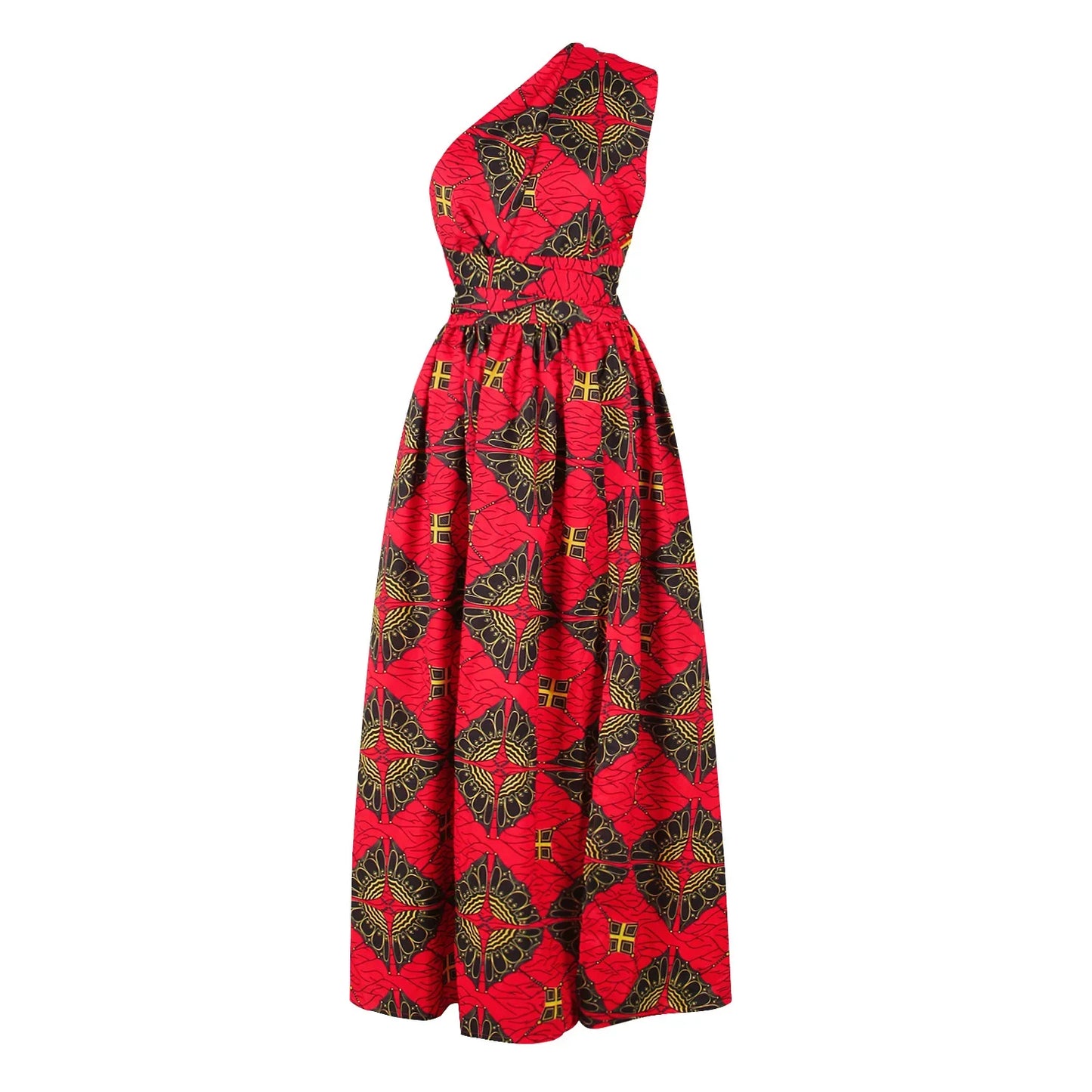 Sexy Sleeveless Dress Women Fashion Off Back African National Print Lady Party Dresses Vintage Casual Long Dress Africa Clothing