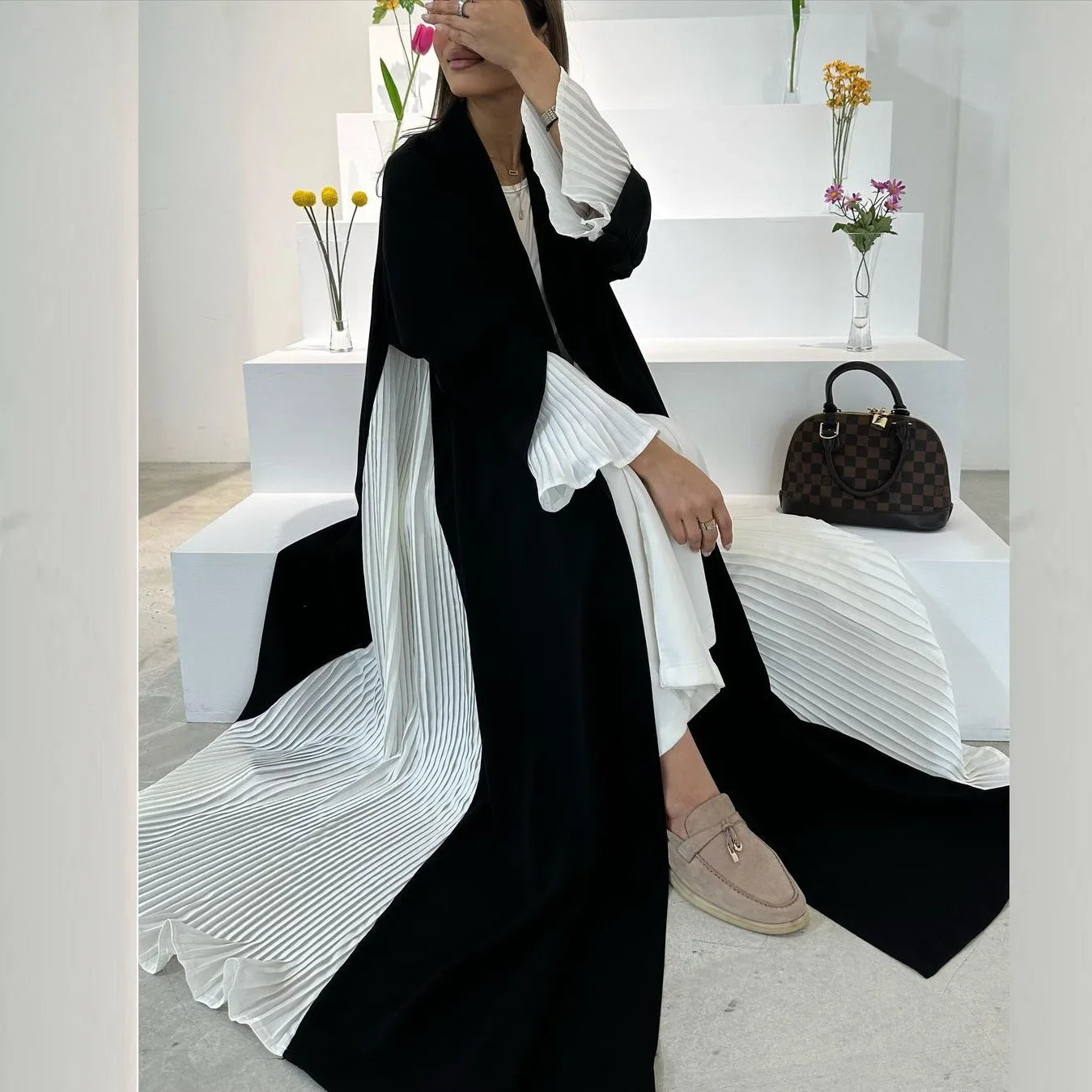 Eid Muslim Party Abaya for Women Ramadan Cardigan Pleated Long Dress Morocco Kaftan Vestidos Largos Dubai Robe Jalabiya 2025