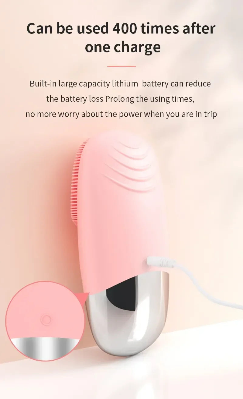 Electric Facial Cleansing Brush Silicone Sonic Face Cleaner Deep Pore Cleaning Skin Massage Intelligent Cleansing Brush Device