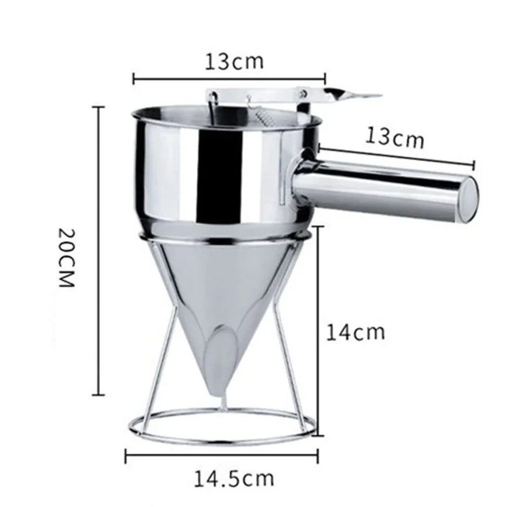 600/1200ML Stainless Steel Ideal Liquids Kitchen Big Funnel Spice Octopus Balls Tool with Rack Funnel Cooking Funnel with Handle