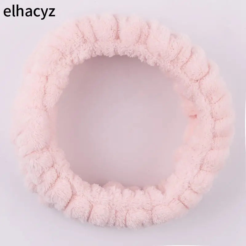 Chic Solid Coral Fleece Soft Elastic Spa Facial Hairband Girls Wash Face Head Wear Makeup Headband 2023 Women Hair Accessories
