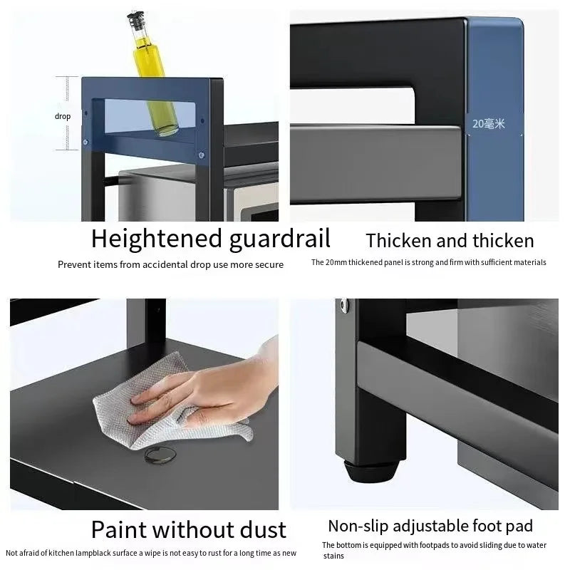 Scalable Microwave Oven Rack Adjustable Detachable Metal Holder Kitchen Storage Thickened Household Storage Racks