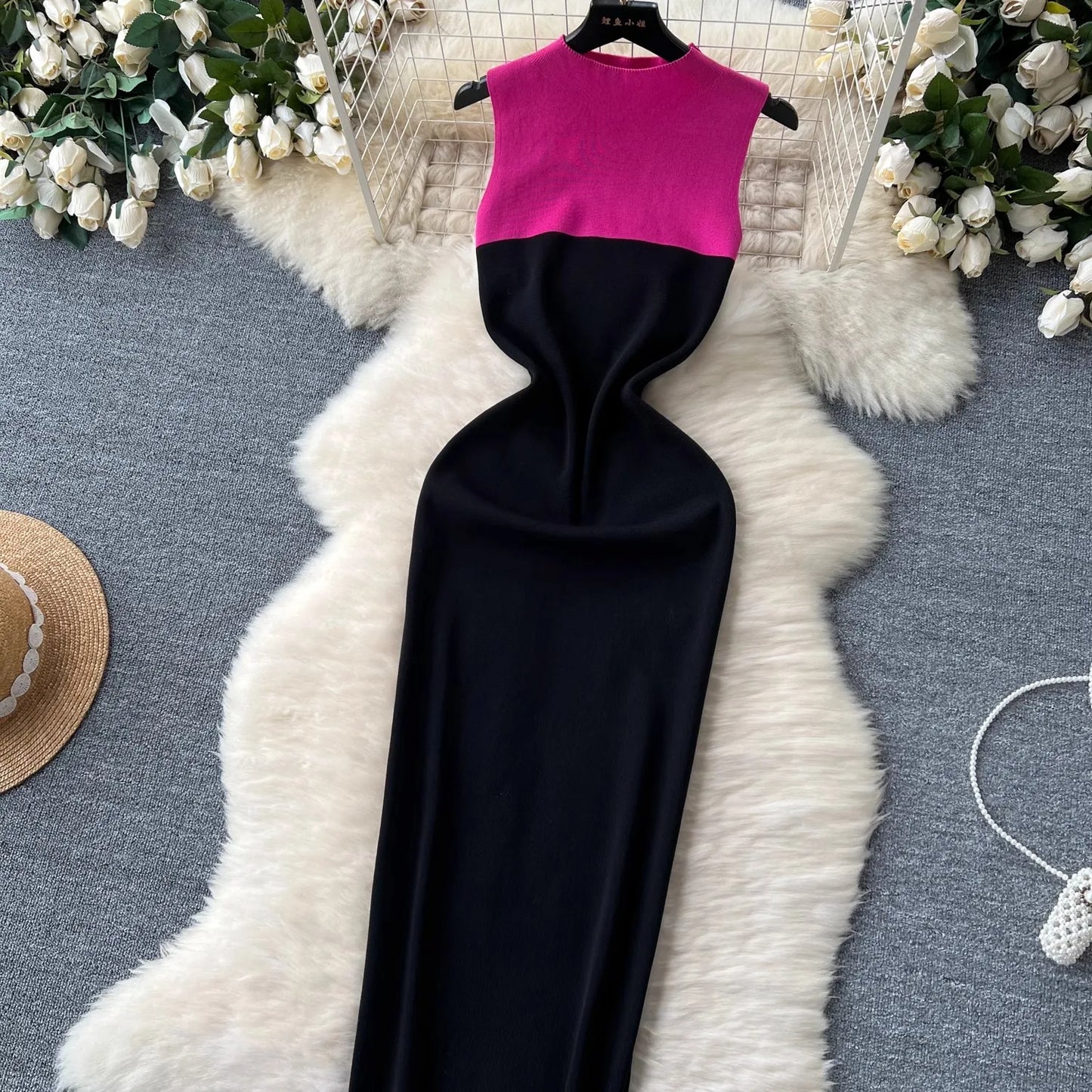 YuooMuoo Sexy Package Hips Split Bodycon Long Dress 2024 New Fashion Sleeveless Knitted Summer Dress Streetwear Ladies Outfits