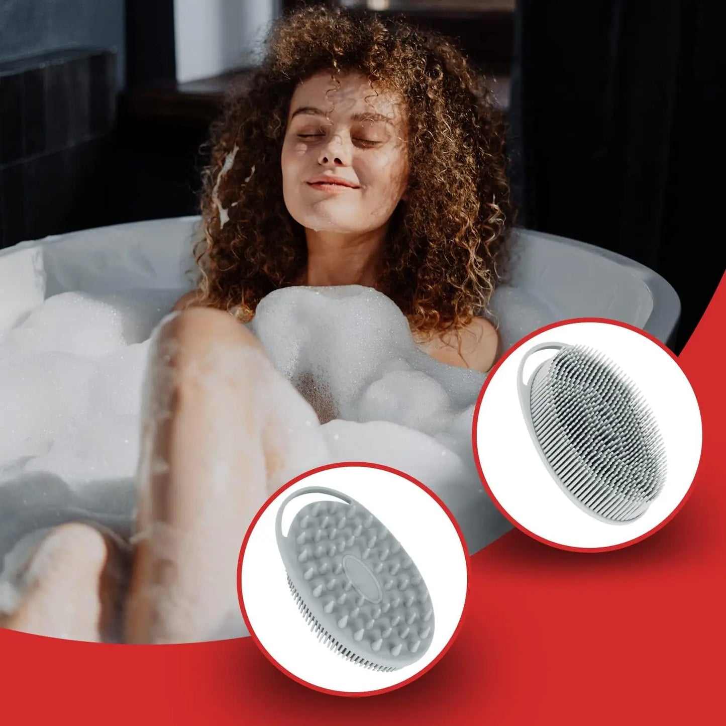 2 in 1 Soft Silicone Body Brush Wash Bath Shower Exfoliating Skin Fit For Baby Bath Shampoo Facial Massage Brush