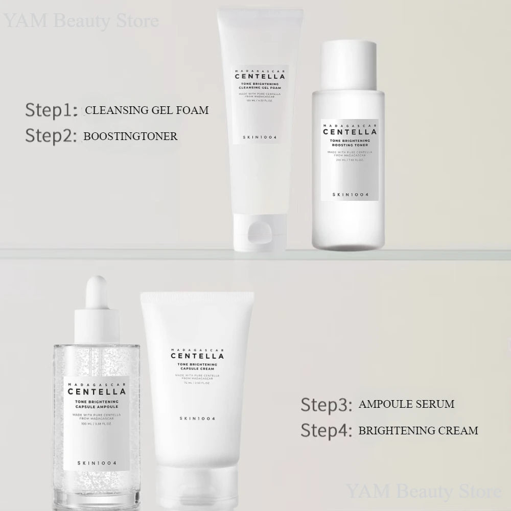 Korean Centella Brightening Toner Gel Facial Cleanser Ampoule Moisturizing Face Serum and Cream Skincare Original Products Set