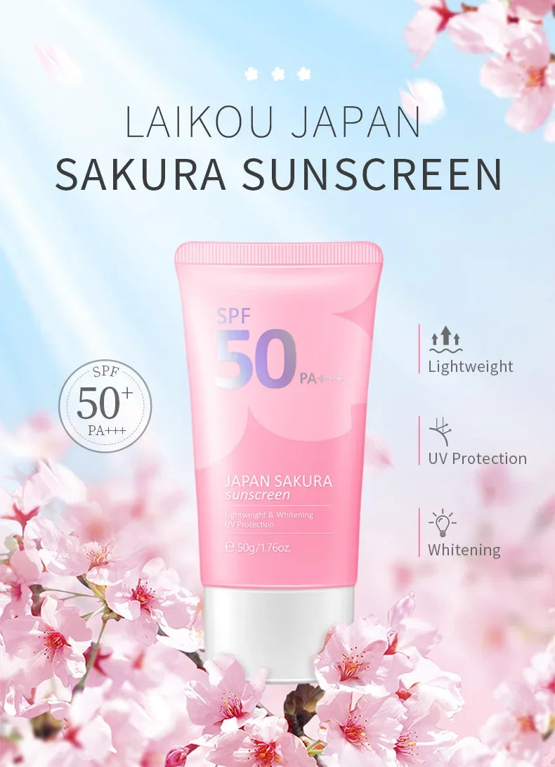 LAIKOU Sakura Sunscreen Spf50 Moisturizer Protector Facial Sun Block Isolation Lotionbloqueador solar faciales