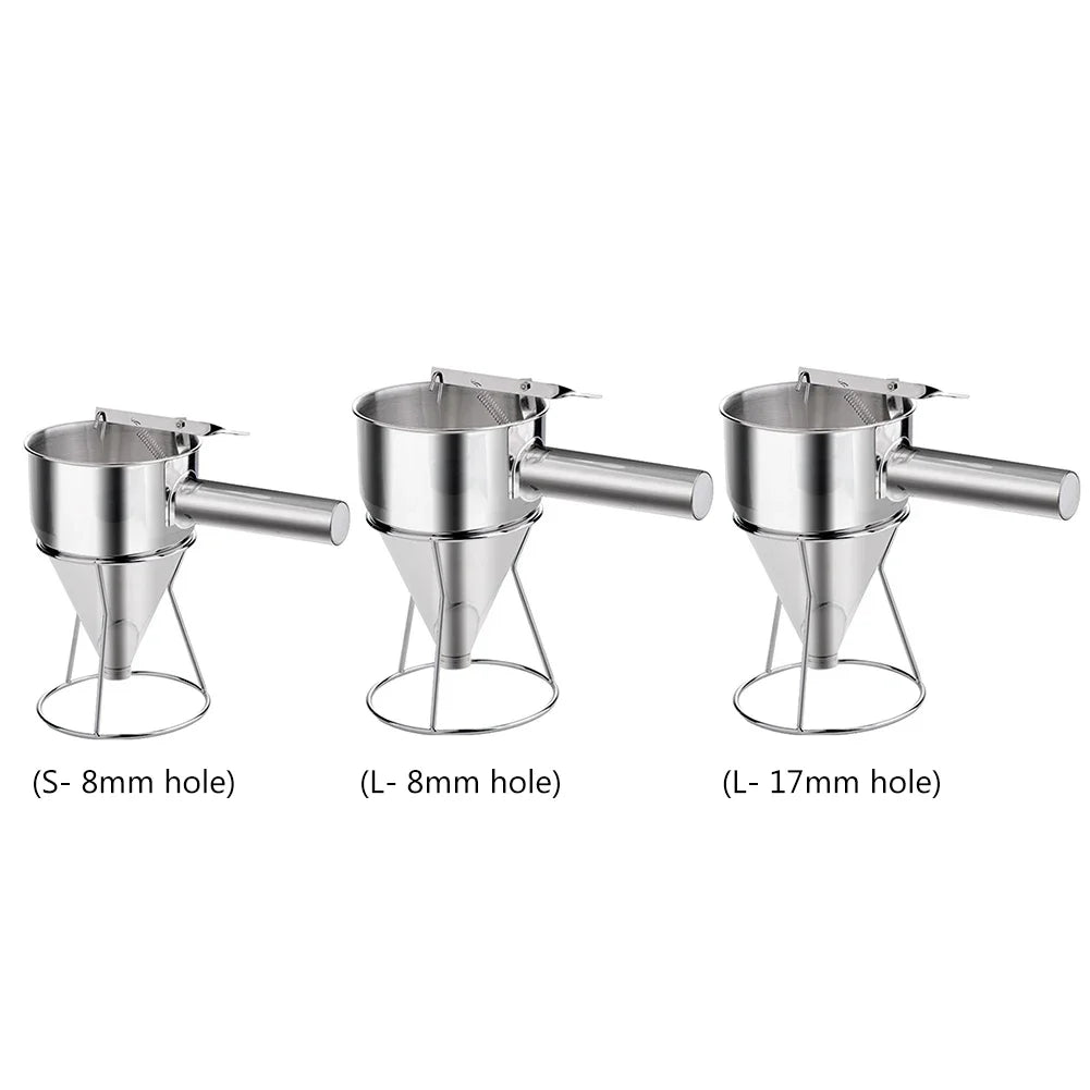 600/1200ML Stainless Steel Ideal Liquids Kitchen Big Funnel Spice Octopus Balls Tool with Rack Funnel Cooking Funnel with Handle