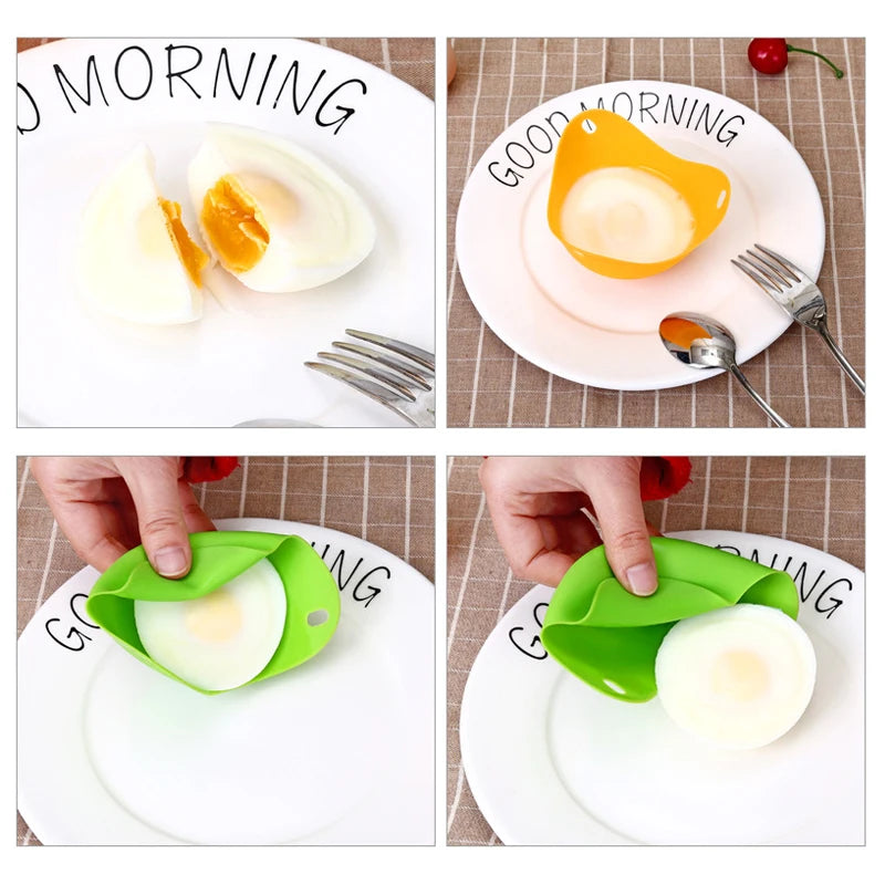 Hifuar 4pcs/set Silicone Egg Poacher Poaching Pods Mold Bowl Rings Cooker Boiler Kitchen Cooking Accessories Pancake Maker