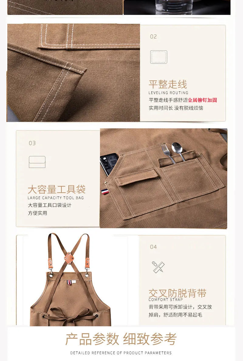 Thickened Canvas Apron Wholesale Cross-border Kitchen Garden Tools Apron Gardening Outdoor Storage Work Apron