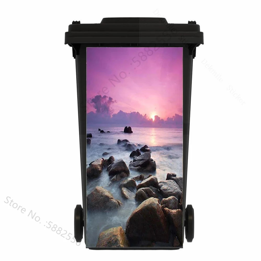 Custom Size Self-adhesive PVC Trash Can Sticker Waterproof Wallpaper Garbage Bin Renovation Cover Decal Mural For Kitchen Decor