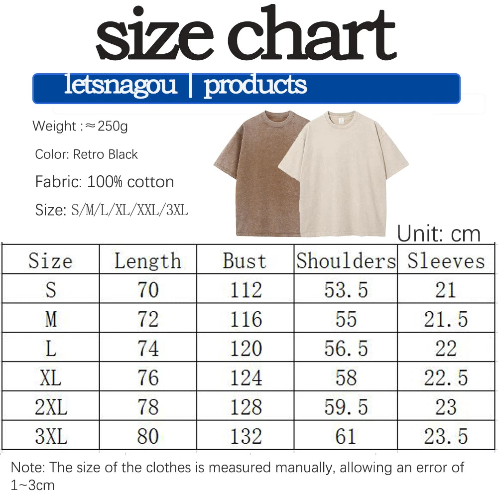 Men Streetwear Washed Apricot White Oversized T Shirt Japanese Anime Graphic Print T-Shirt Summer Cotton Short Sleeve Tees