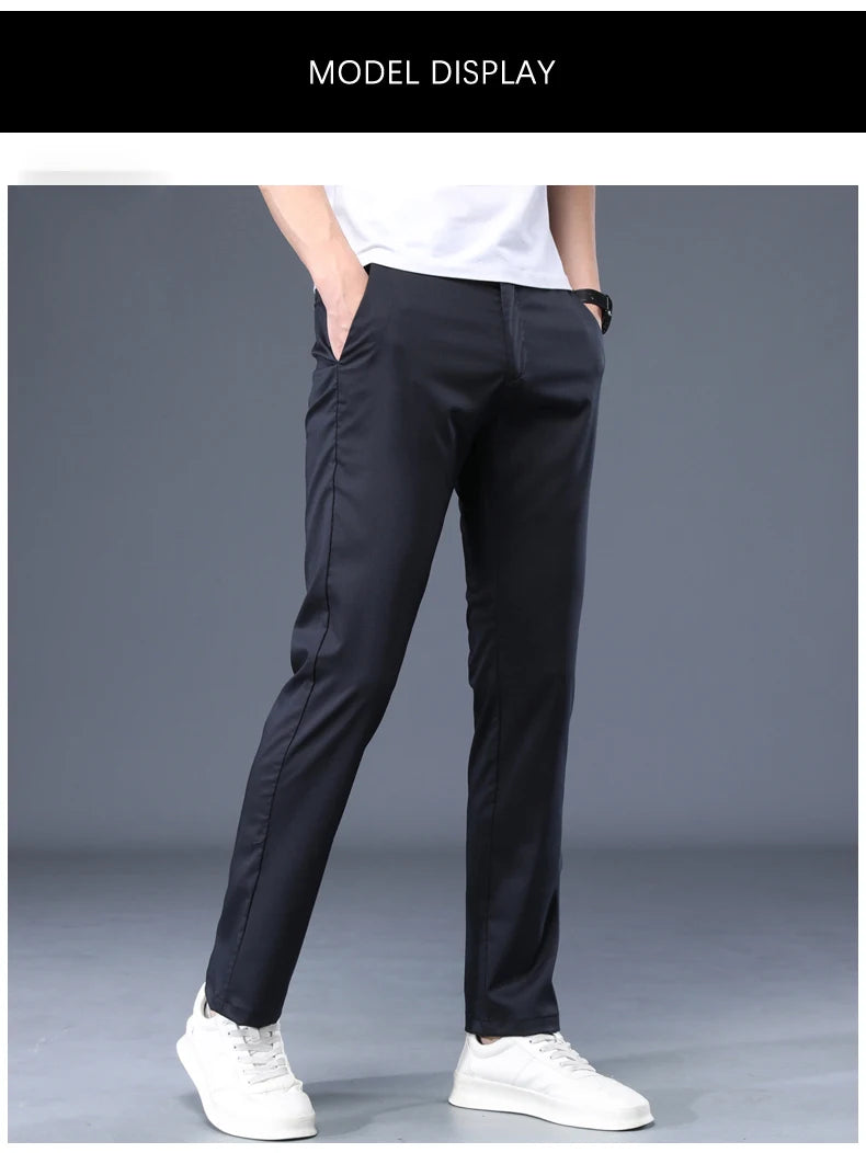 Summer Modal Fabric Men's Thin Casual Pants Classic Business Fashion Regular Fit Stretch Soft Trousers Male Brand Clothes