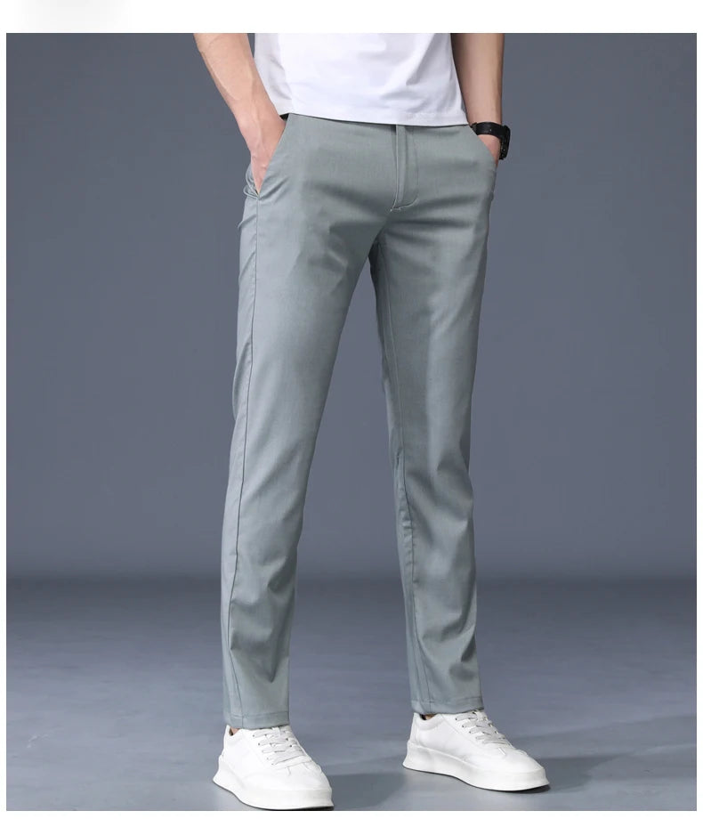 Summer Modal Fabric Men's Thin Casual Pants Classic Business Fashion Regular Fit Stretch Soft Trousers Male Brand Clothes