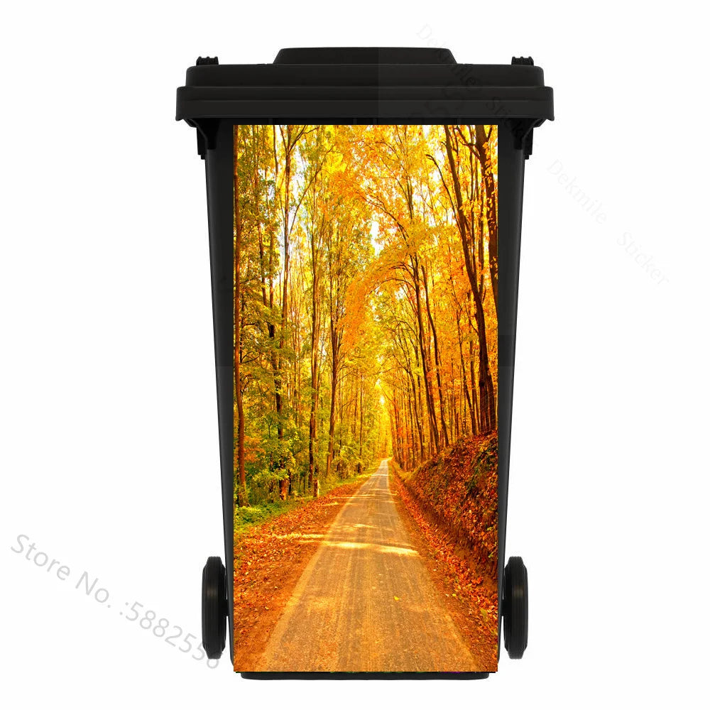 Custom Size Self-adhesive PVC Trash Can Sticker Waterproof Wallpaper Garbage Bin Renovation Cover Decal Mural For Kitchen Decor