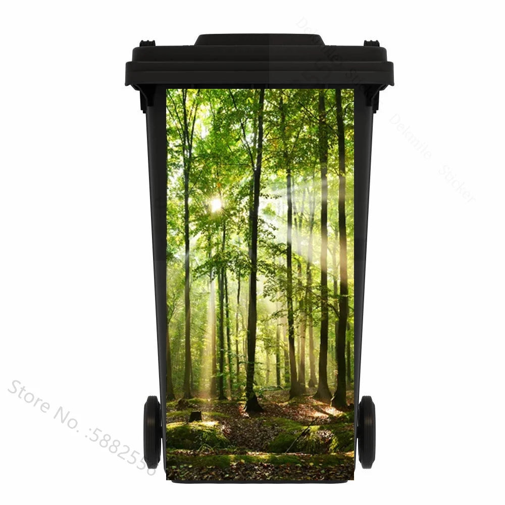 Custom Size Self-adhesive PVC Trash Can Sticker Waterproof Wallpaper Garbage Bin Renovation Cover Decal Mural For Kitchen Decor