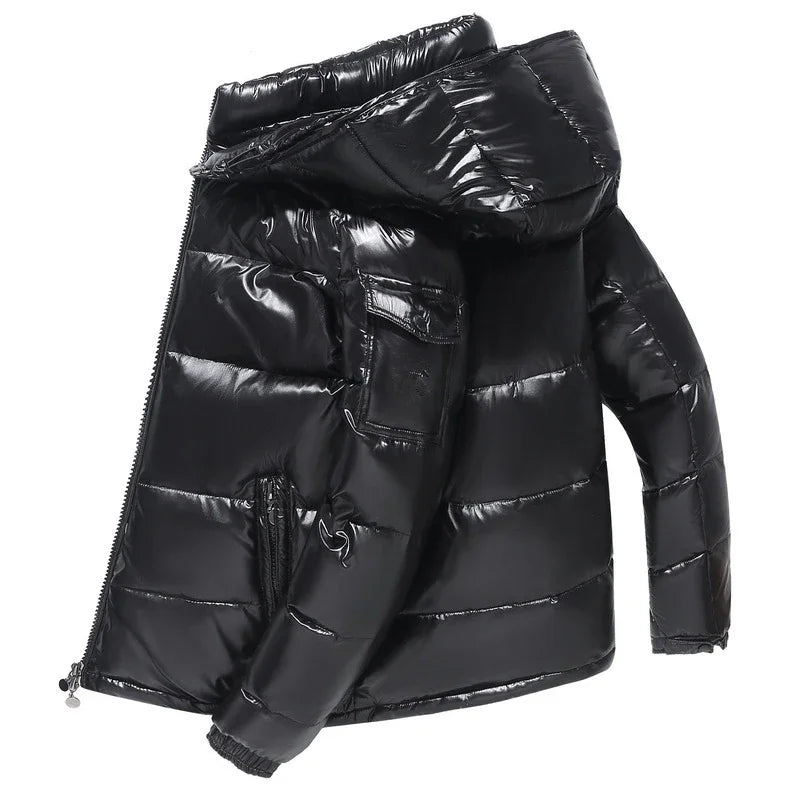 Thermal Coats Mens Thick Warm Glossy Shiny Jackets Brand Outwear Men's Clothing Winter Men's Hooded Parkas Windbreaker Fashion