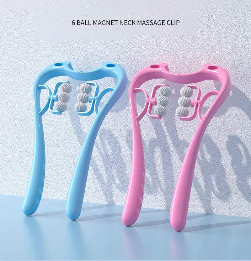 Plastic Neck Massager Therapy Neck and Shoulder Dual Trigger Point Roller Self-Massage Tool Relieve Hand Pressure Deep Massage