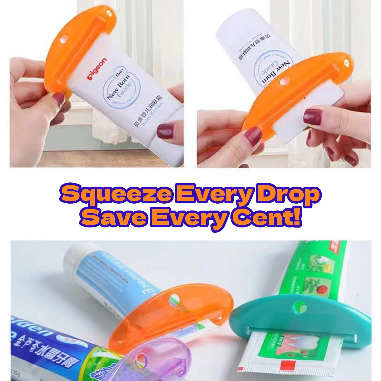 Toothpaste Tube Squeezer Efficient and Hassle-Free Cosmetics Press Facial Cleanser Rolling Squeezing Dispenser