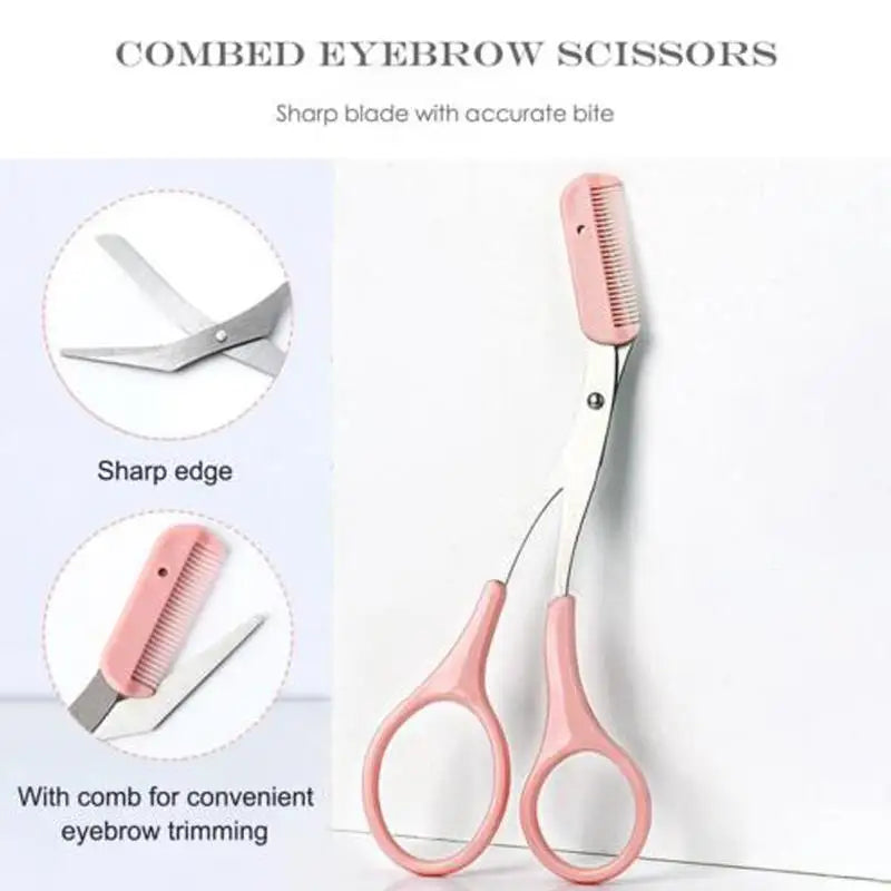 Eyebrow Trimmer Kit Facial Razor Eyebrow For Woman Professional Eyebrow Hair Removal Scissors With Comb Brow Trimming Tool
