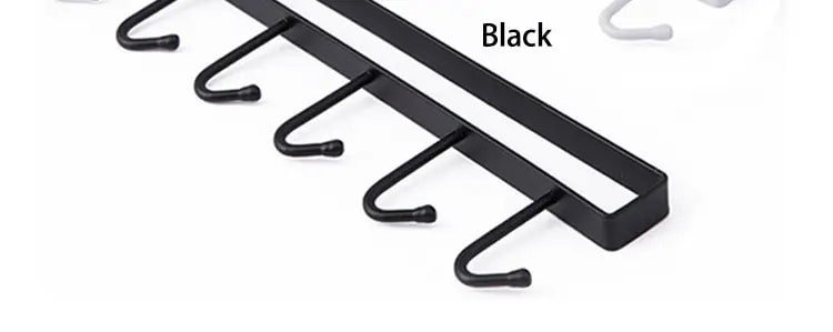 1pc 6 Hook Coffee Cup Mug Holder Black White Hooks Shelf Multifunction Kitchen Cabinet Sundries Organizer Storage Hanger