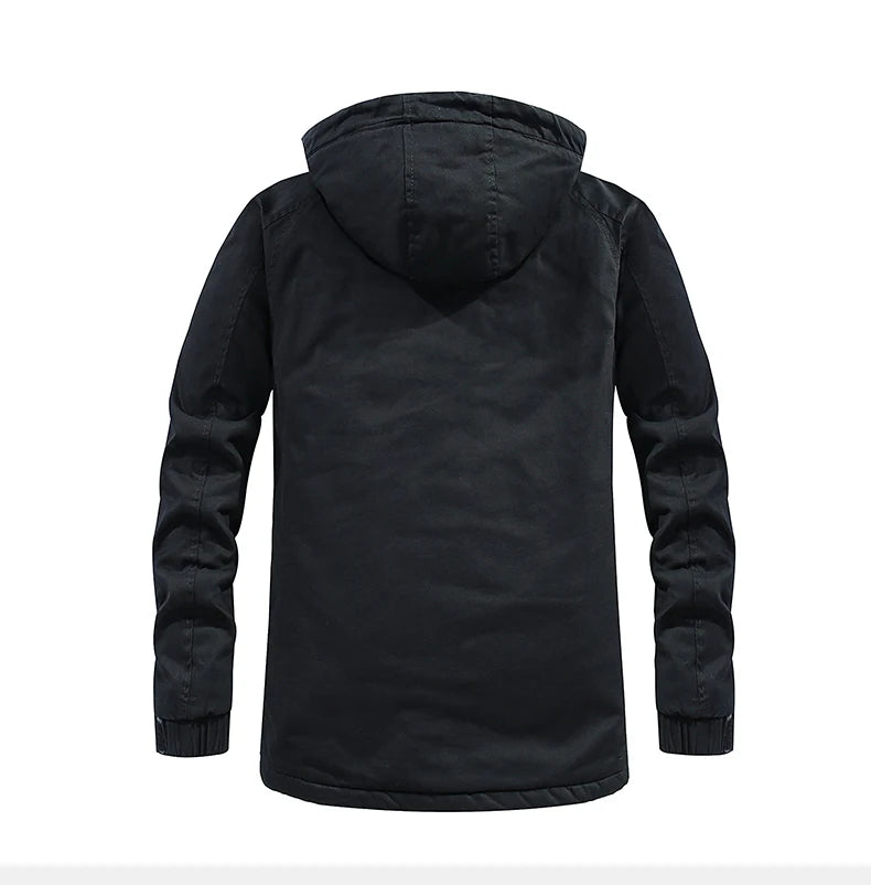 Men Winter Cotton Thick Warm Parkas 2024 New Hot Waterproof Fleece Jacket Coat Men Brand Outwear Fashion Hooded Casual Parka Men