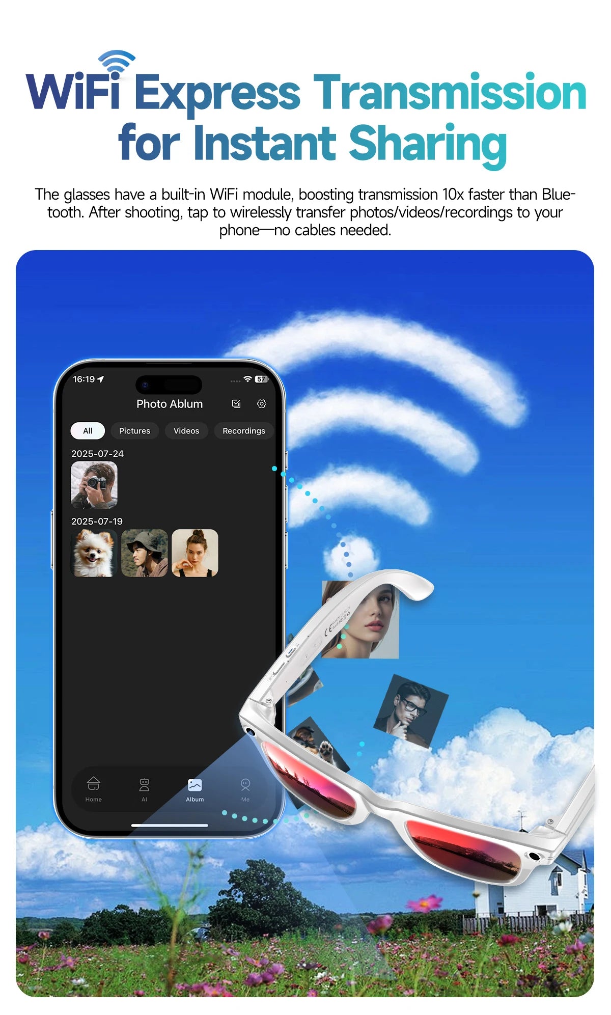 2025 Smart Glasses 32GB Memory with Camera Sunglasses Mini Camera Video Translation Bluetooth Call Anti-blue Glasses Man Women
