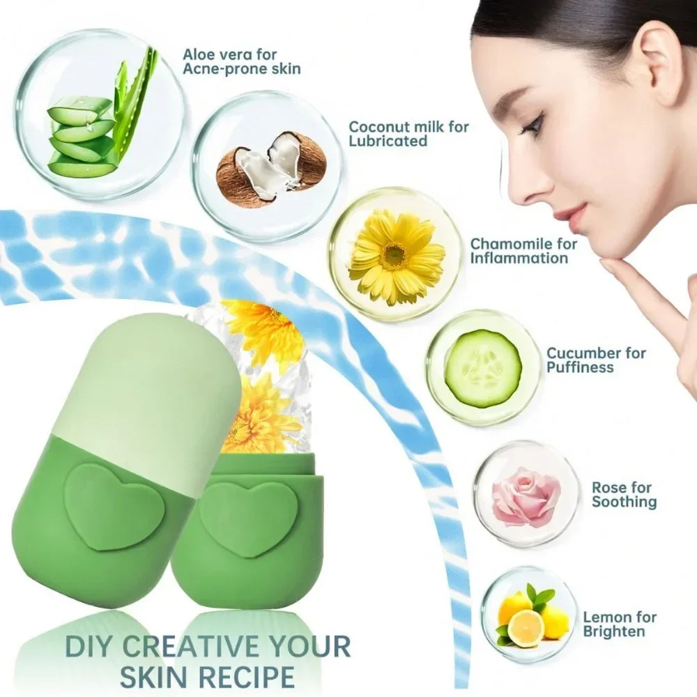 Silicone Ice Facial Roller Face Lifting Contouring Tools Ice Cube Trays Ice Globe Balls Eye Face Massager Beauty Skin Care Tools