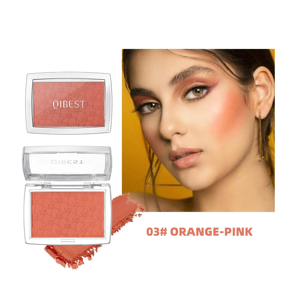 QIBEST Natural Cream Blush Palette Makeup Long-Lasting High Pigment Face Blusher Powder Facial Cheek Tint Rouge Women Cosmetics