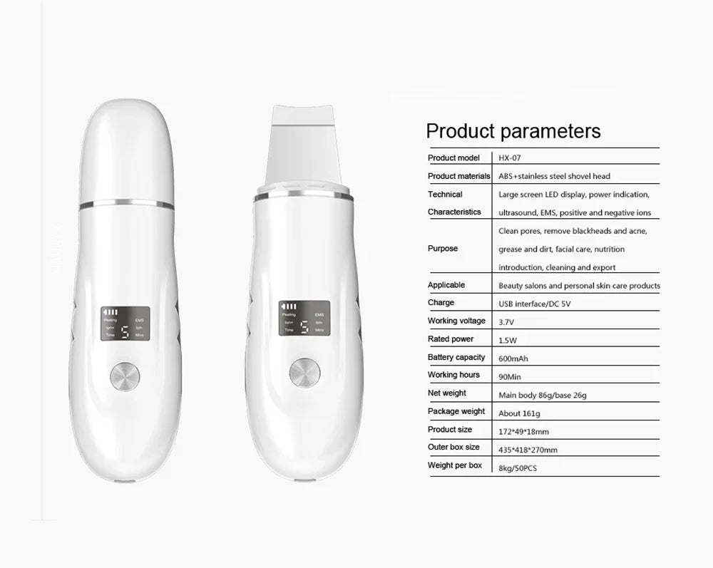 Ultrasonic Skin Scrubber Peeling Blackhead Remover Deep Face Cleaning Ultrasonic Ion Ance Pore Cleaner Facial Shovel skin care