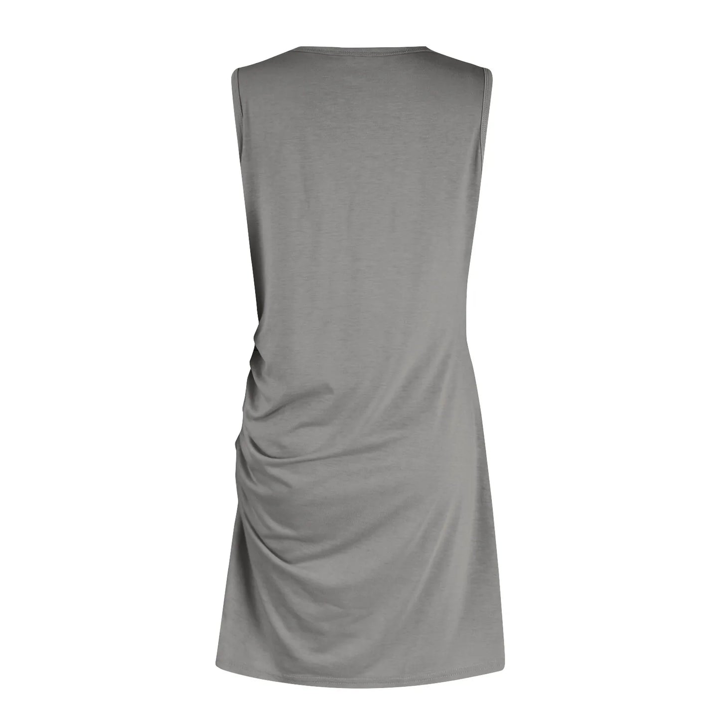 Women'S 2024 Summer Casual Beach Dress Round Neck Short Sleeveless Wrap Party Club Pleated Slim T Shirt Dresses