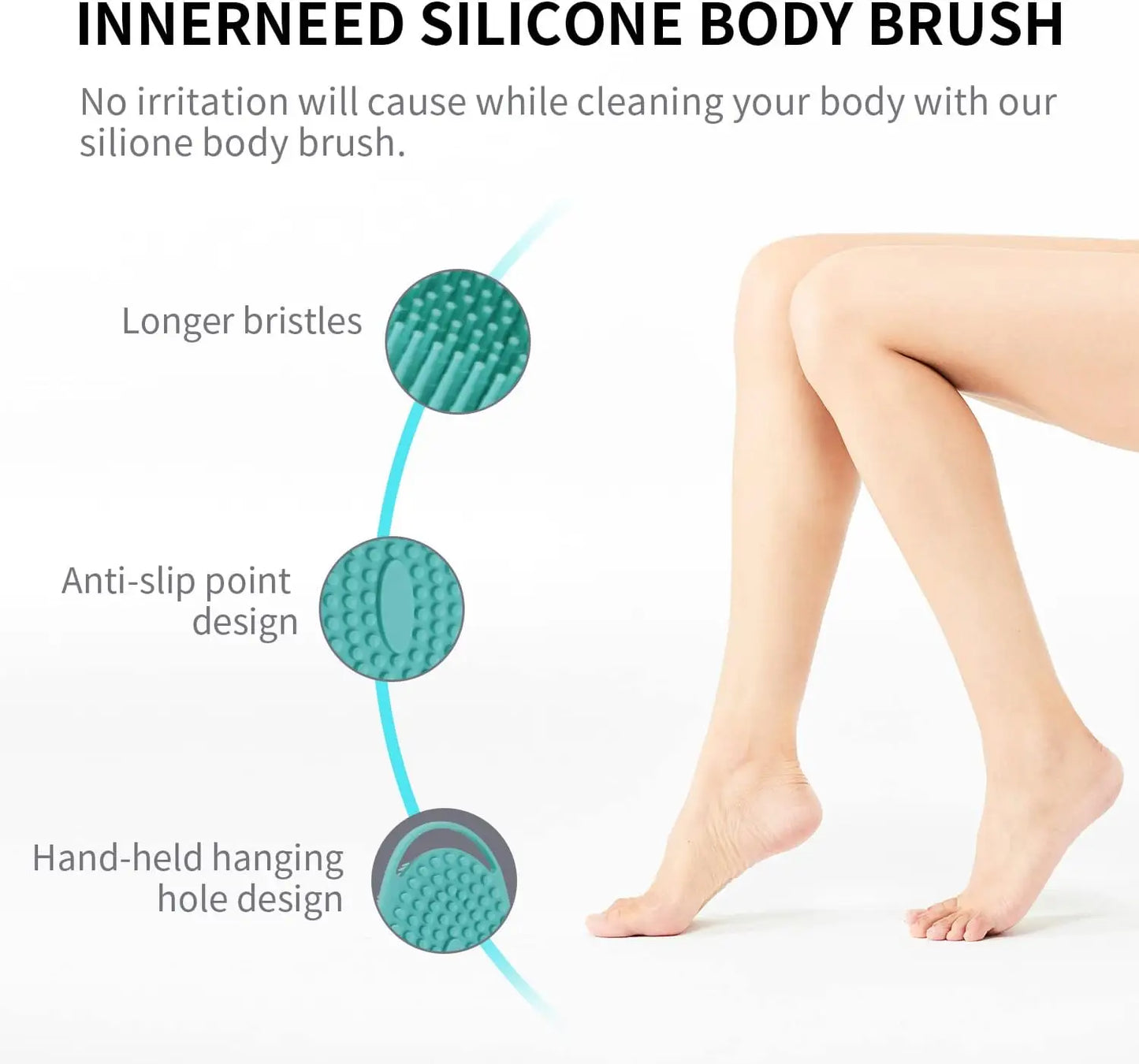 2 in 1 Soft Silicone Body Brush Wash Bath Shower Exfoliating Skin Fit For Baby Bath Shampoo Facial Massage Brush