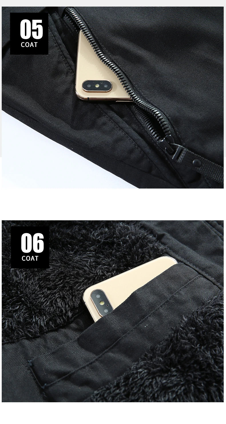 Men Winter Cotton Thick Warm Parkas 2024 New Hot Waterproof Fleece Jacket Coat Men Brand Outwear Fashion Hooded Casual Parka Men