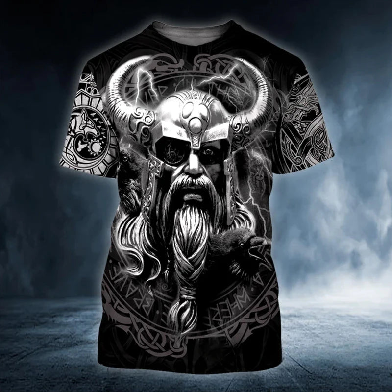 Summer Retro T Shirt Men 3D Printed Skull Angel Graphic Tees Fashion Clothes Oversized Streetwear O Neck Short Sleeve Man Tops