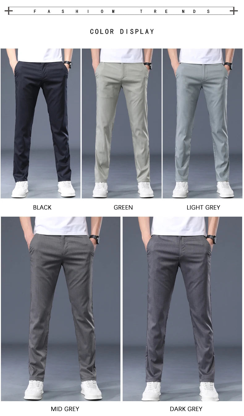 Summer Modal Fabric Men's Thin Casual Pants Classic Business Fashion Regular Fit Stretch Soft Trousers Male Brand Clothes