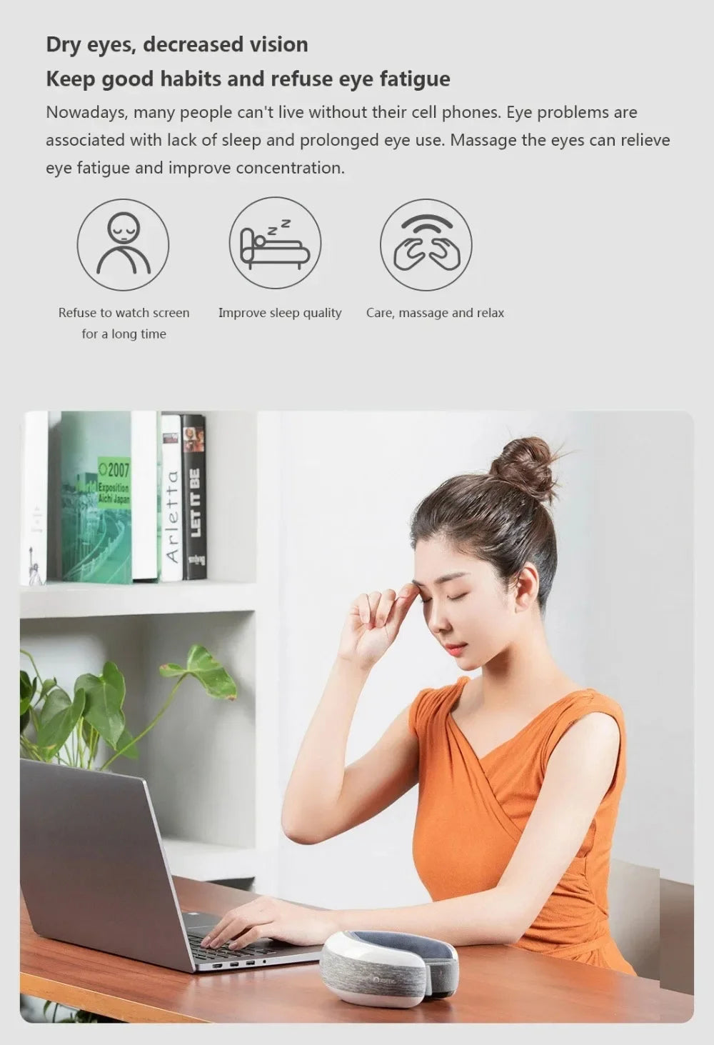 Xiaomi Mijia New Smart Eye Massager Music 40 Degree Hot Compress 4 Modes Press Foldable Eye Relax Massager Eye Mask