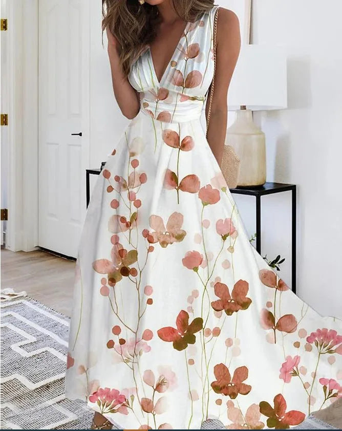 Women Dress Summer 2024 New Green Sleeveless Boho A-LINE Backless Shirring Long Dress Trendy Elegant Maxi Dress for Women Beach