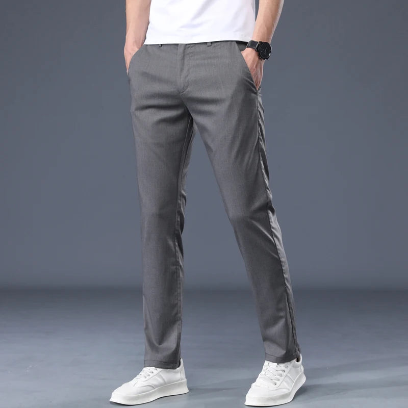 Summer Modal Fabric Men's Thin Casual Pants Classic Business Fashion Regular Fit Stretch Soft Trousers Male Brand Clothes