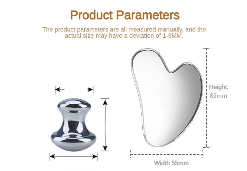 Facial Stainless Steel Scraper Massage Mushroom Gua Sha Tool Face Lift Anti-Aging Skin Tightening Cooling Metal Reduce Puffiness