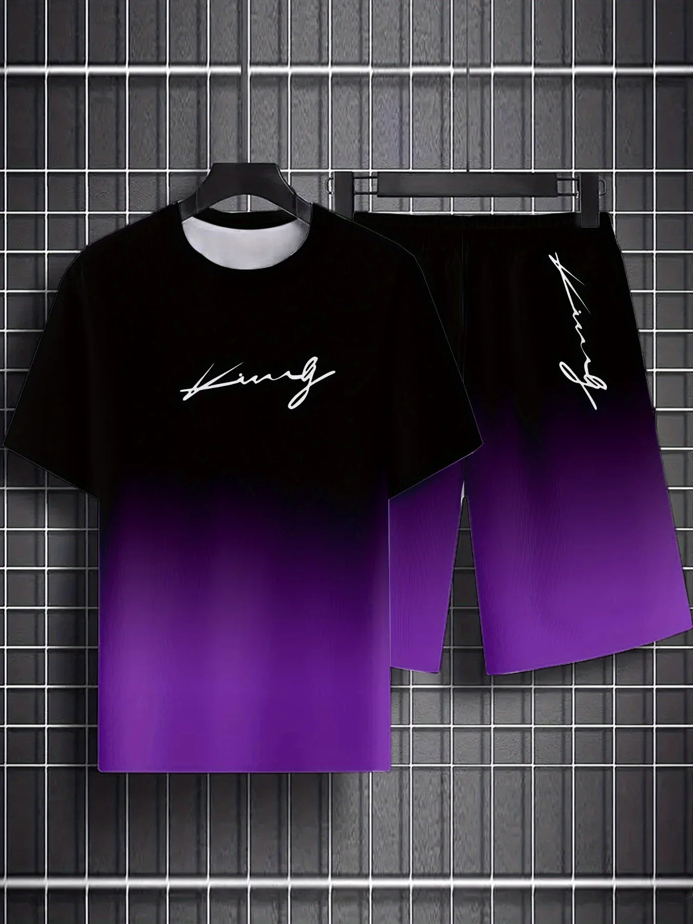 Summer 2025 new men's suit, outdoor style short sleeve and shorts set, drawstring shorts, polyester men's wear
