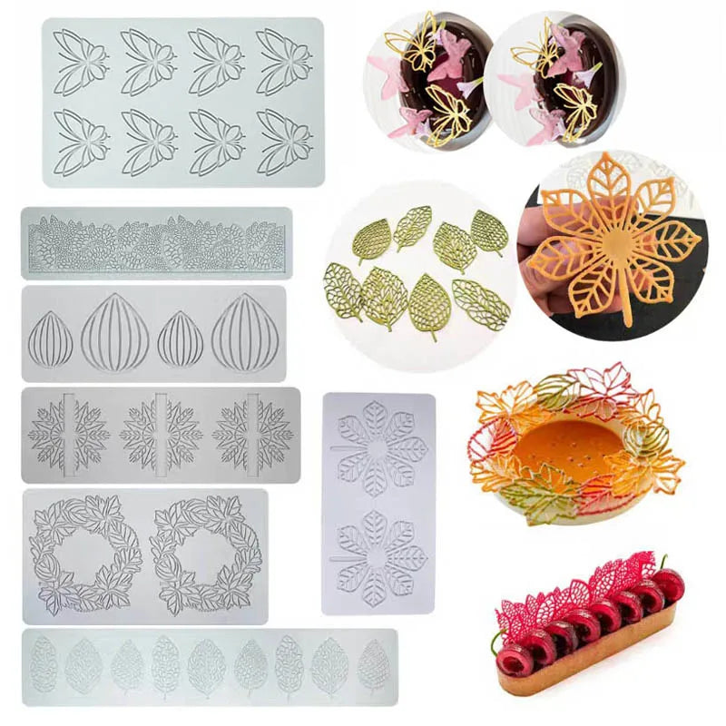 Various Leaf Butterfly flower Silicone Cake Lace Mold Snowflakes deer Shape Fondant Mold Cake Decorating Tool kitchen bakeware