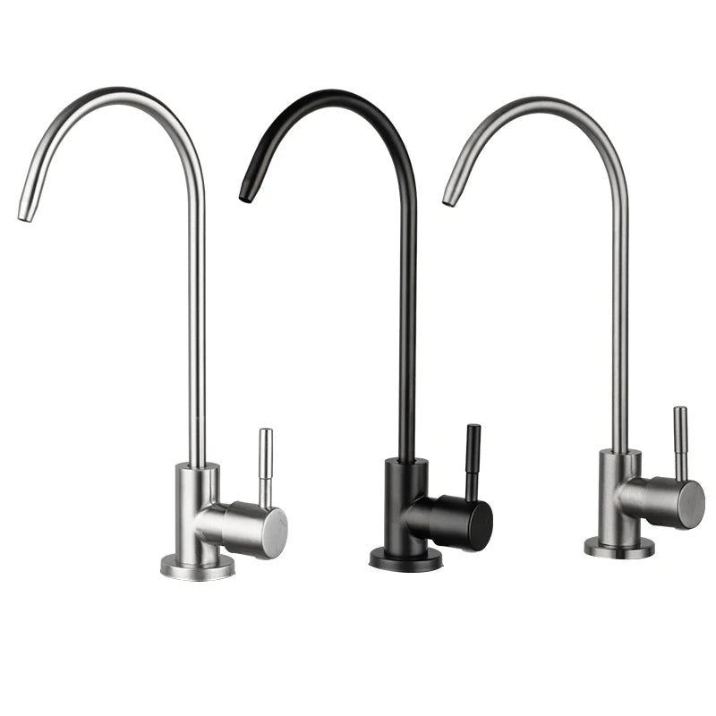 ULA 1/4"Kitchen Filtered Faucet Stainless Steel Direct Purifier Direct Drinking Tap Single Cold Water Sink Faucet Black/Brushed