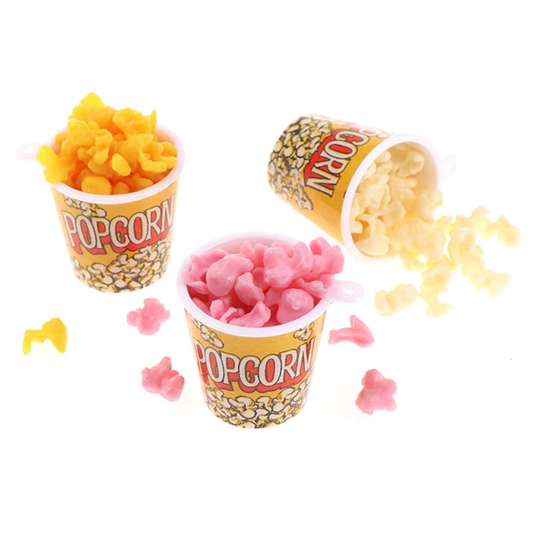 1/12 Scale Miniature Dollhouse Food Mini Popcorn Bucket for Doll House Kitchen Snack Shop Decor Kids Toys